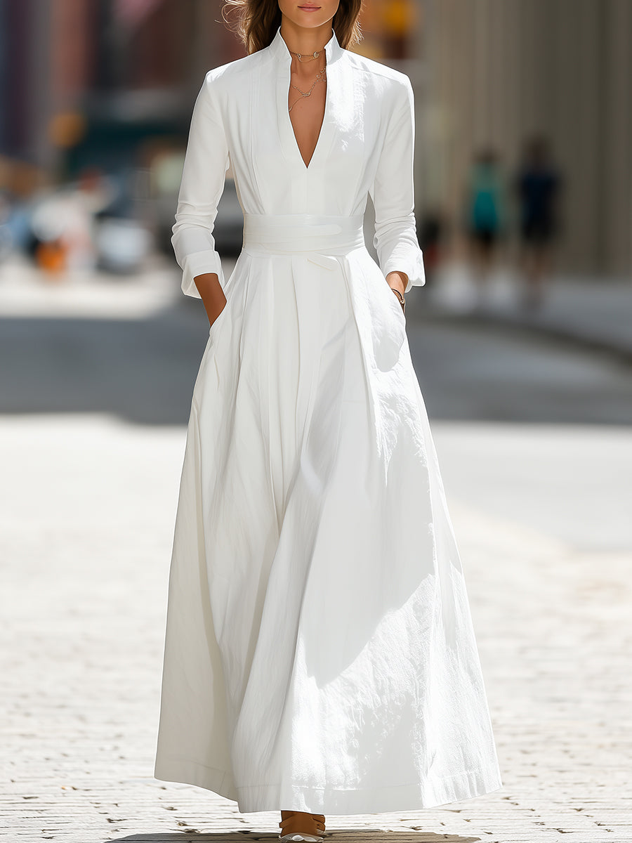 White Longline Structured Maxi Dress