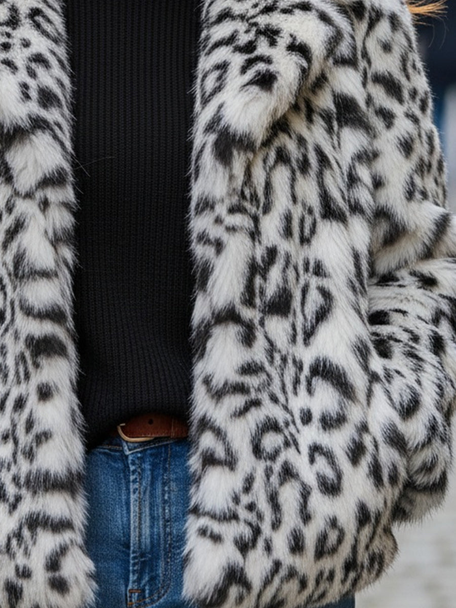 Leopard Print Faux Fur Jacket