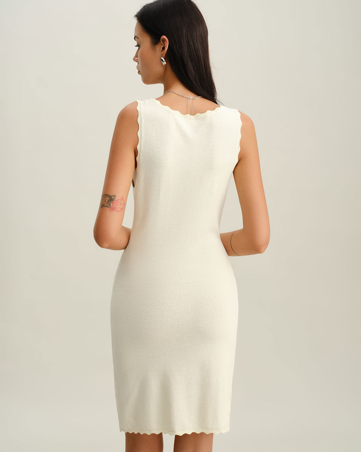Apricot Square Neck Slip Sweater Dress