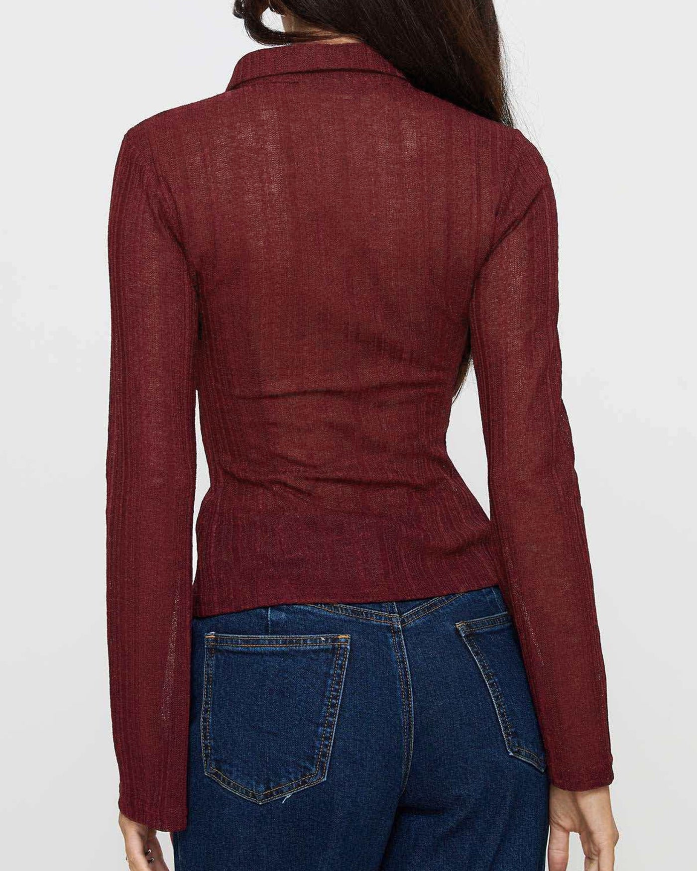 Wine Red See Through Shirt
