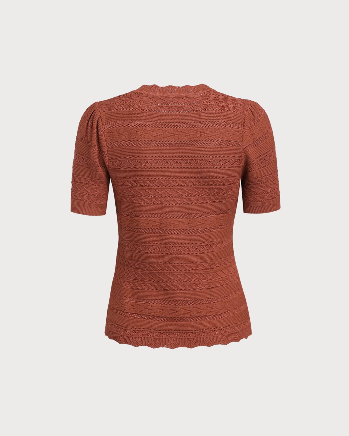 Red Puffed Sleeve Knit Cardigan