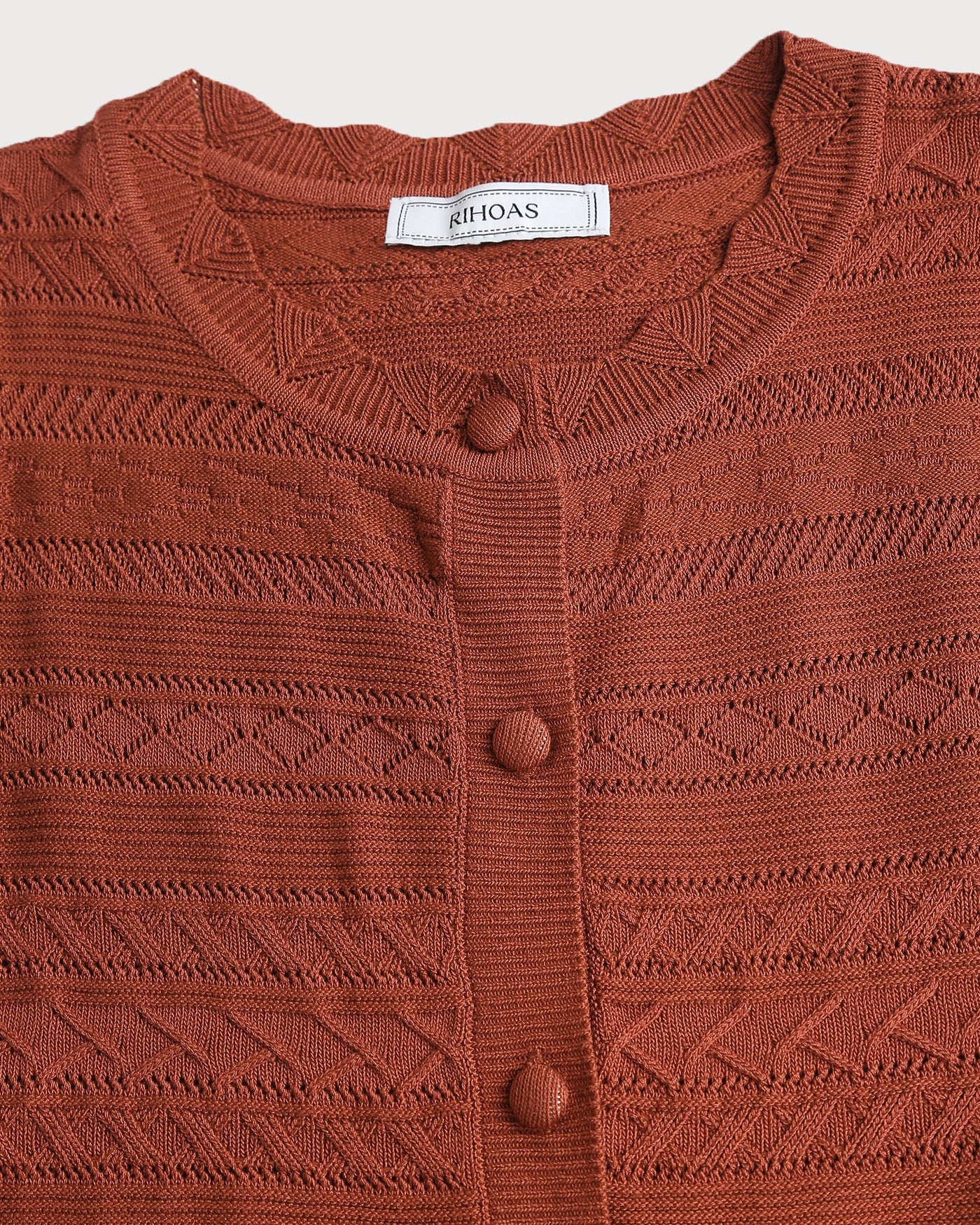 Red Puffed Sleeve Knit Cardigan