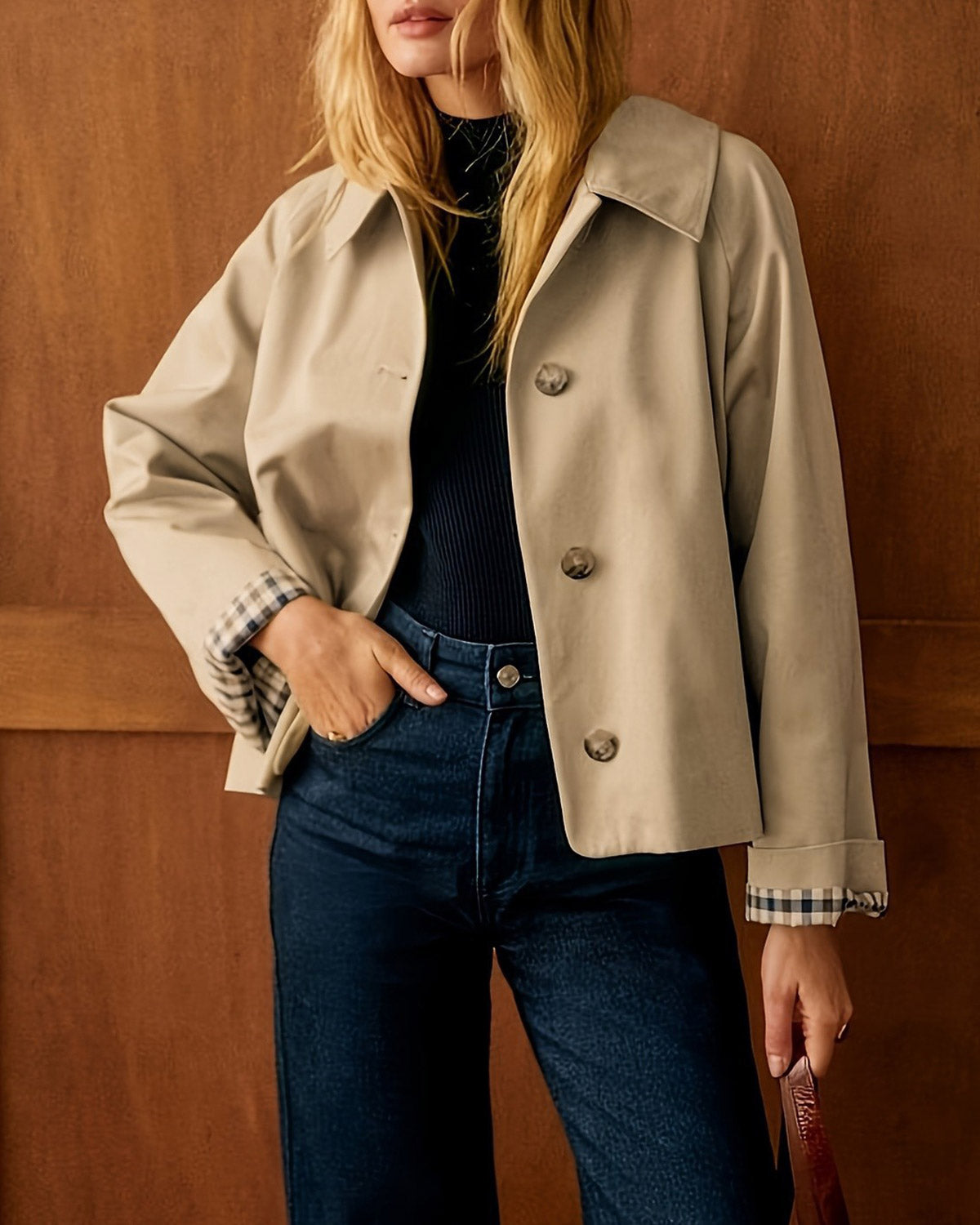 Khaki Contrasting Pocket Casual Jacket