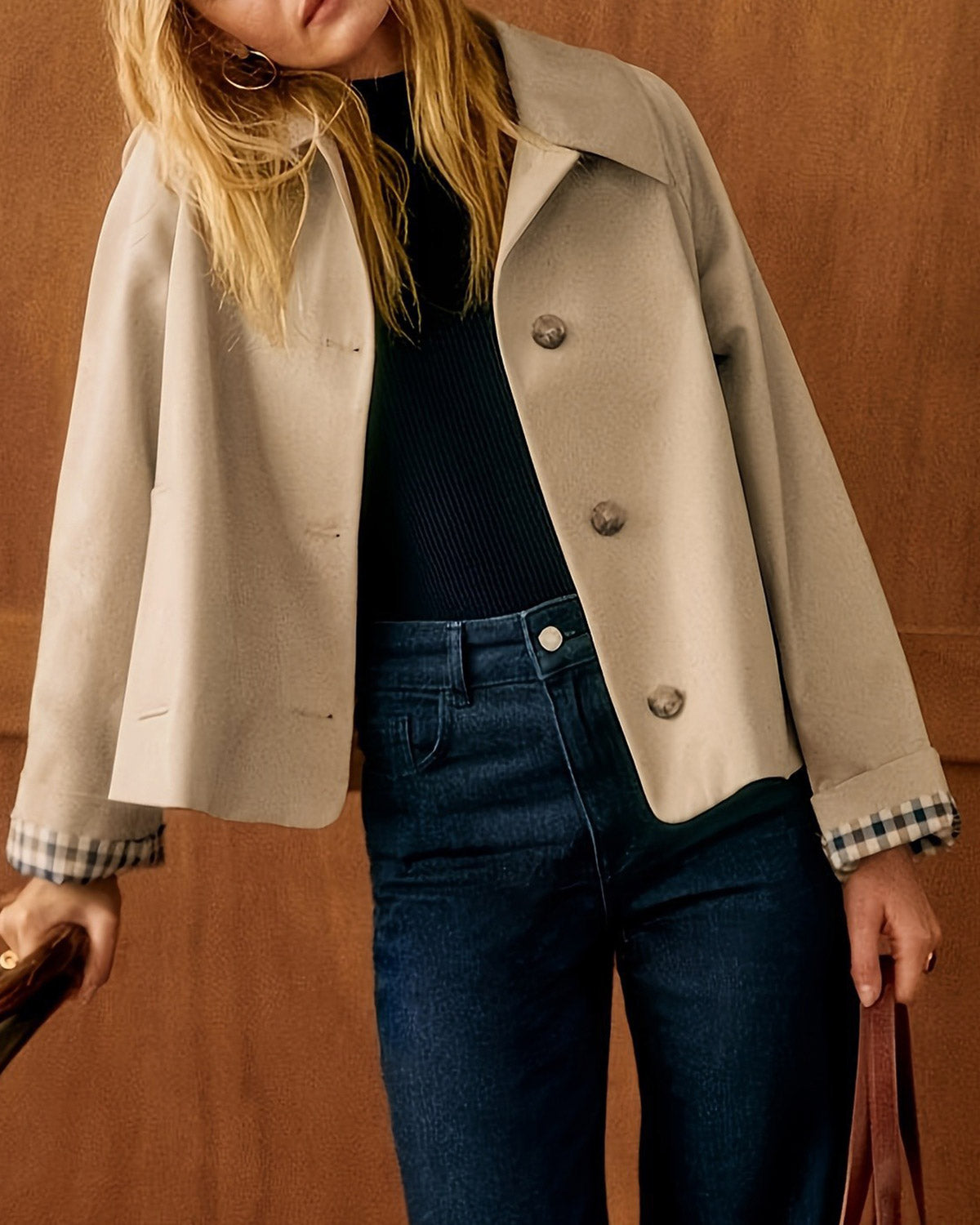 Khaki Contrasting Pocket Casual Jacket