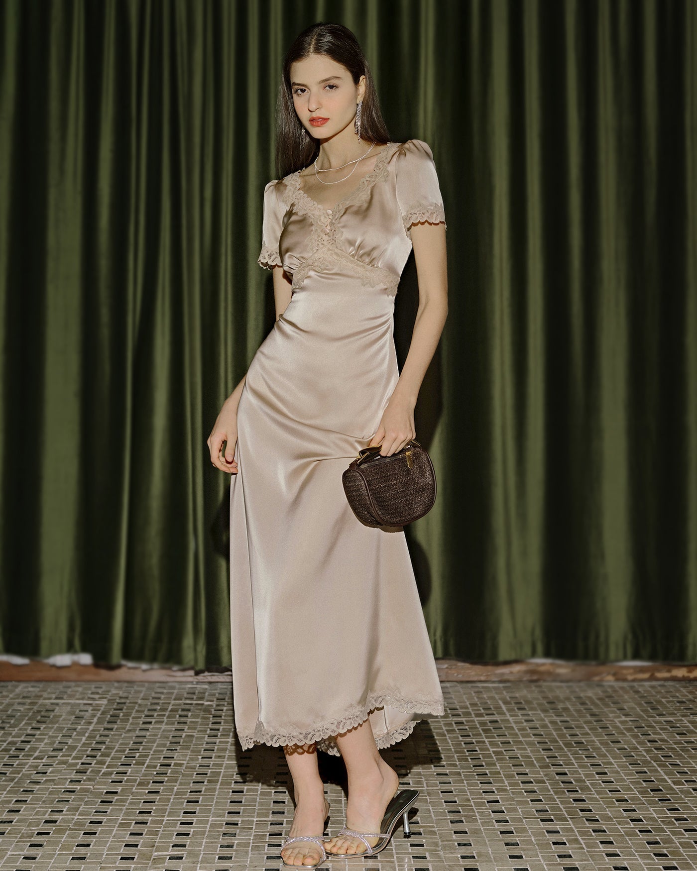 Apricot Lace Tunic Maxi Dresses