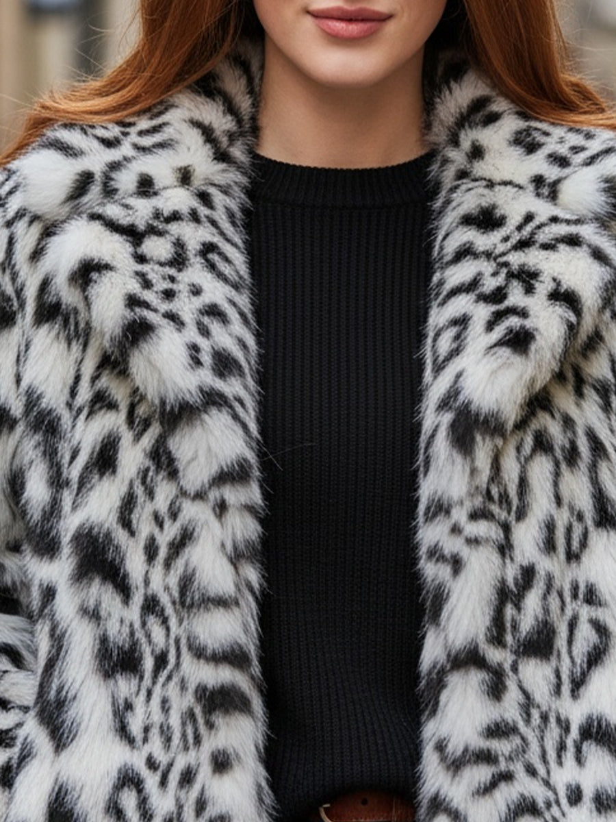 Leopard Print Faux Fur Jacket