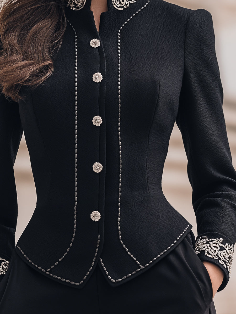 Tailored Blazer With Ornate Embroidery