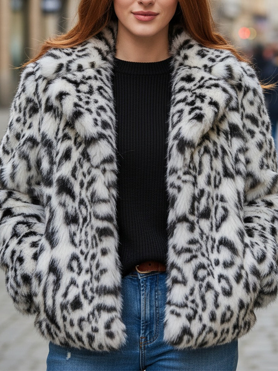 Leopard Print Faux Fur Jacket