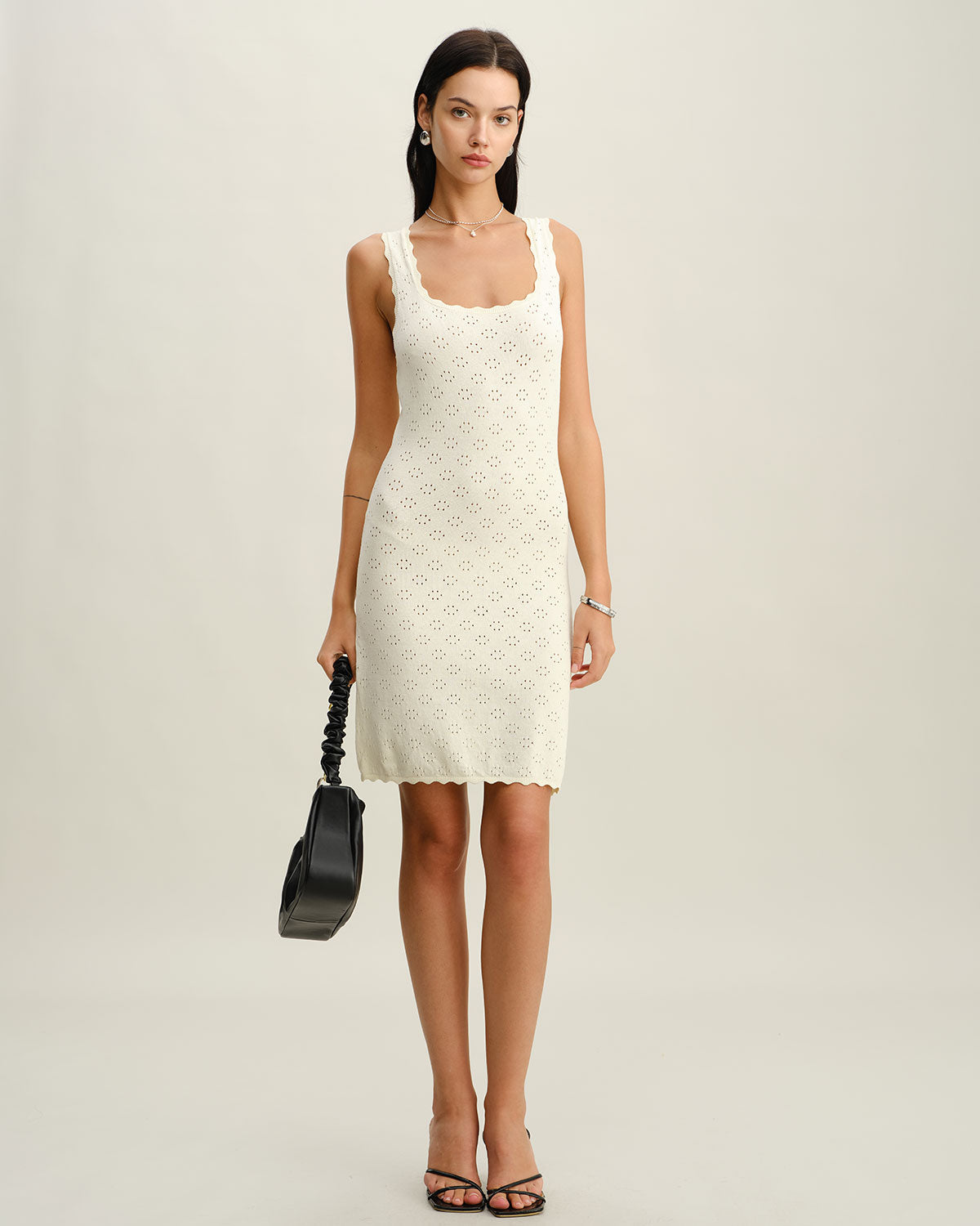 Apricot Square Neck Slip Sweater Dress