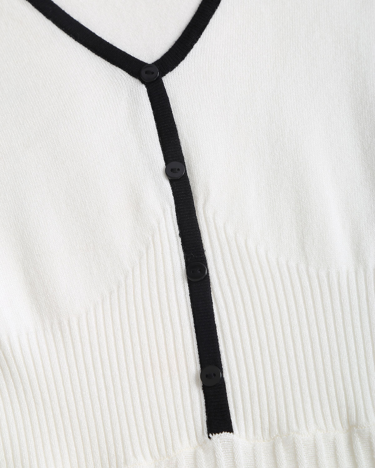 White Contrasting A-Line Sweater Dress