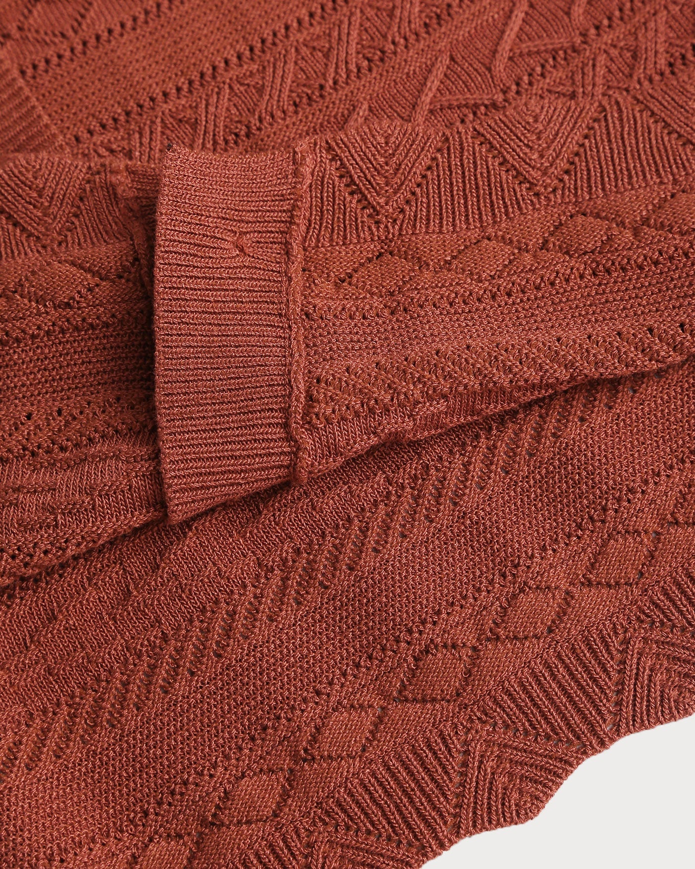 Red Puffed Sleeve Knit Cardigan