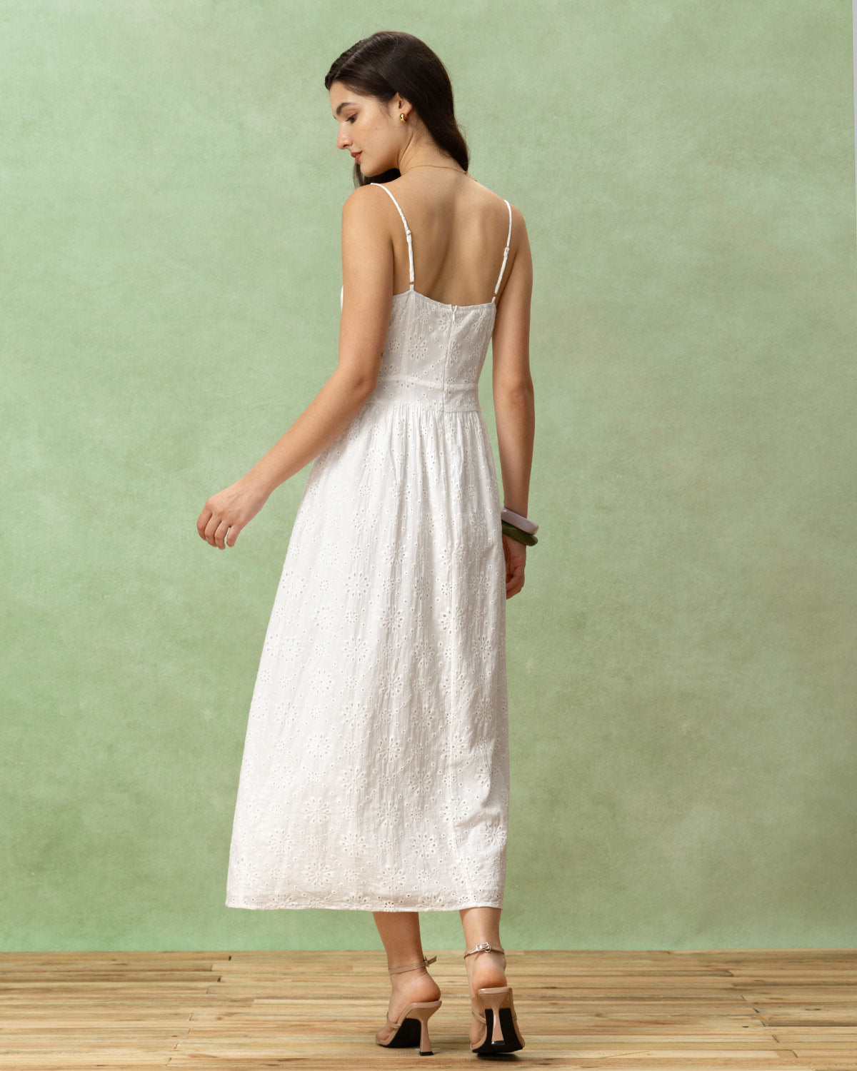 White Embroidery Slip Maxi Dress
