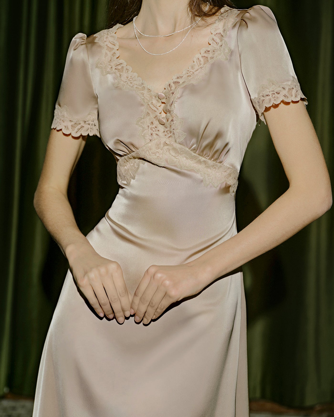 Apricot Lace Tunic Maxi Dresses