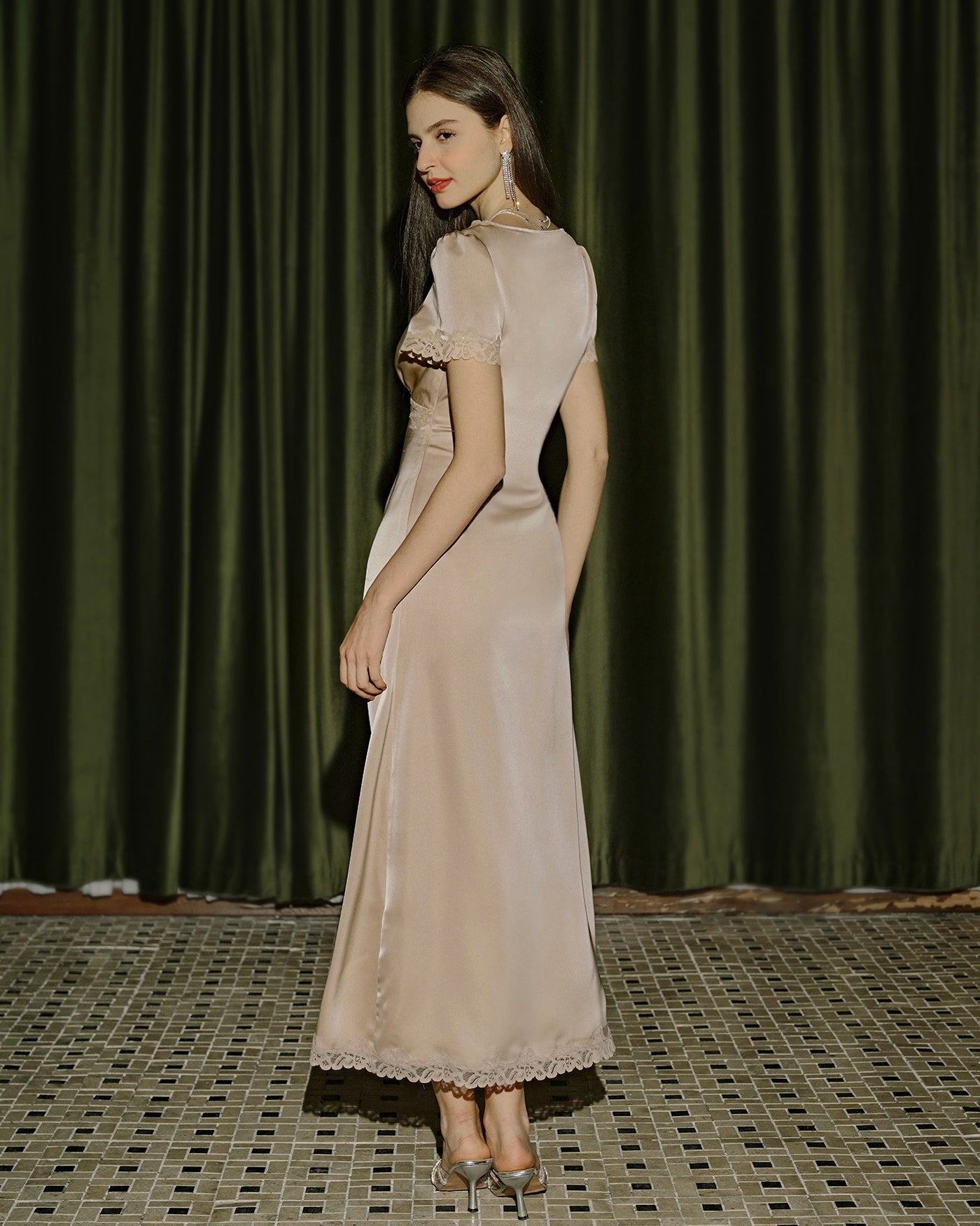 Apricot Lace Tunic Maxi Dresses