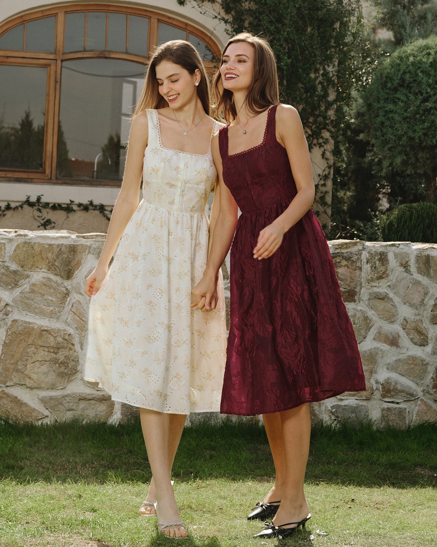 Yellow Floral Ruched Midi Dress